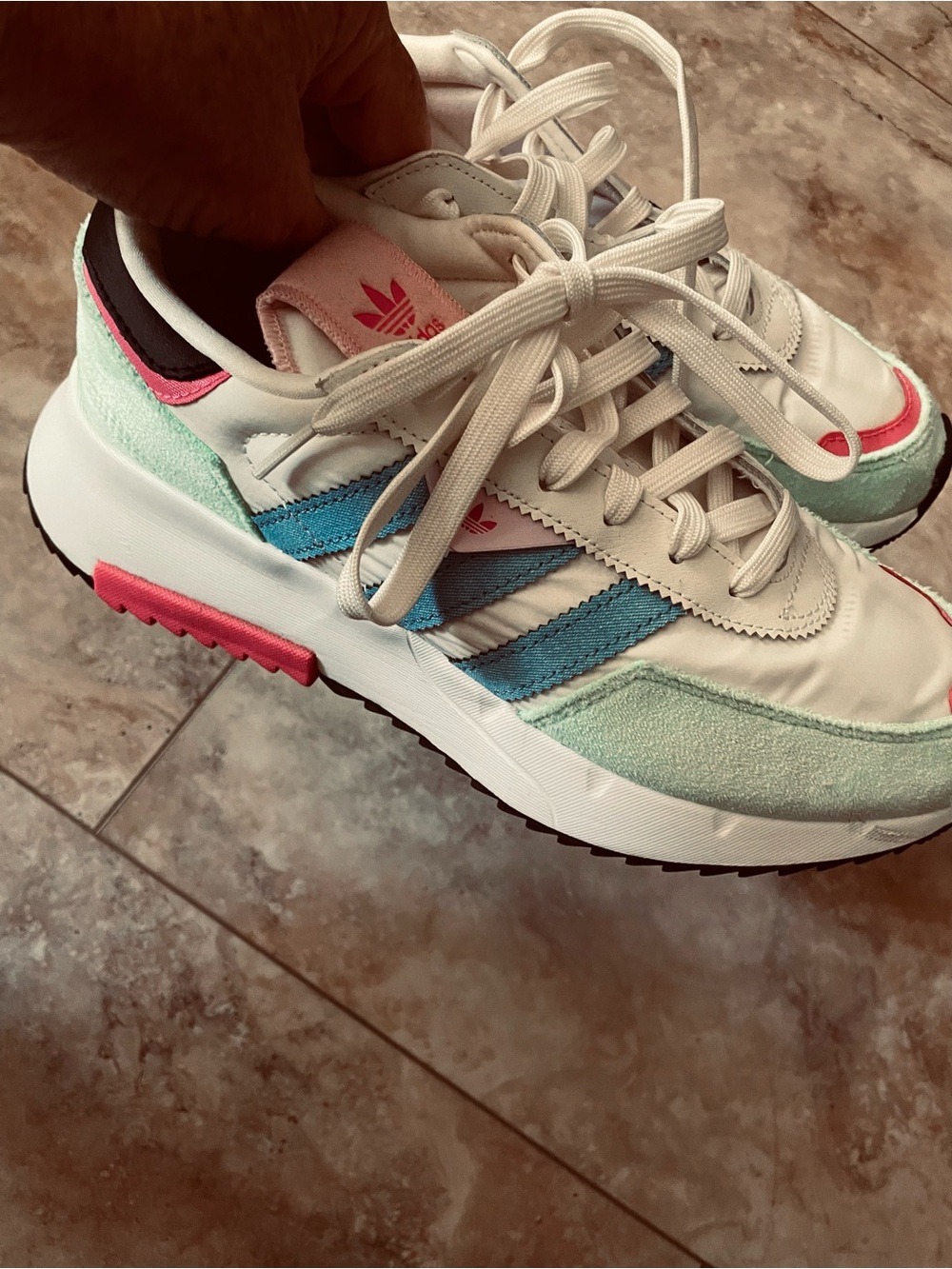 RETROPHY 2 adidas Women's White Sneakers with Mint, Blue & Pink Accents
